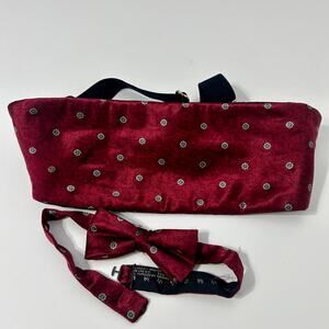 After Six Tuxedo Cumberbund Bow Tie Vintage Burgundy Red Made in USA 80s